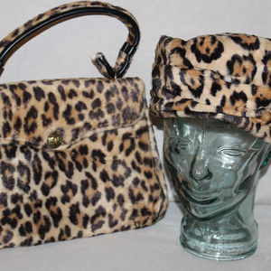 Vintage Cheetah Print Hat & Handbag